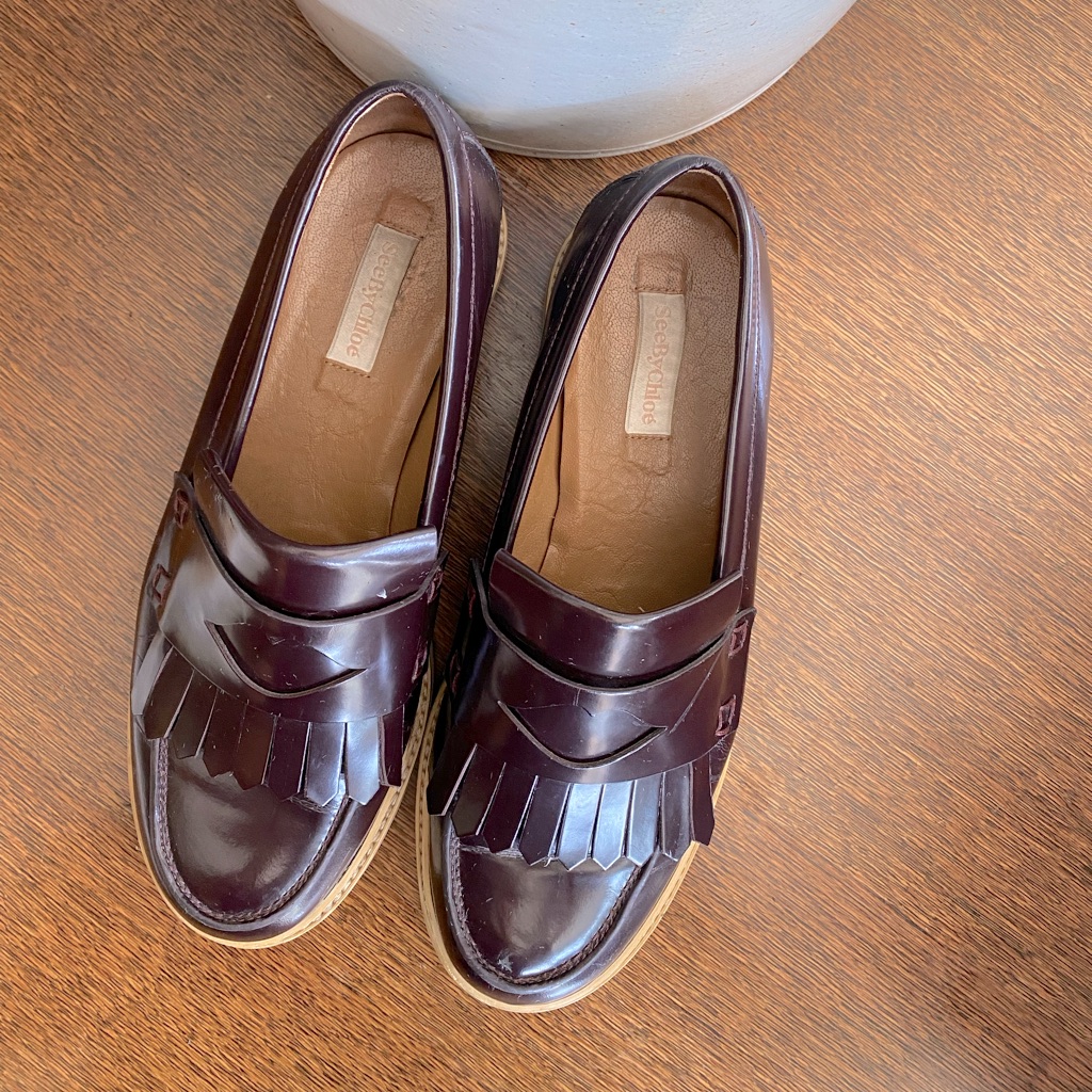 See By Chloe Burgundy Leather Loafers